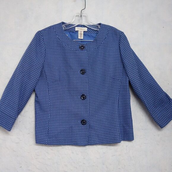 Covington Jacket Womens Medium Blue/Black Lined Button-Up Long Sleeve Polyester - Picture 1 of 6